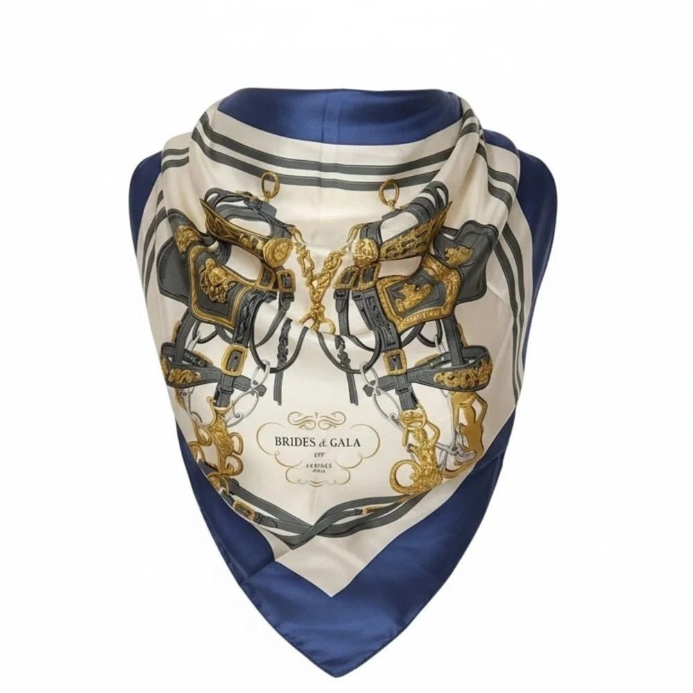 Hermes Brides de Gala 100% Silk Scarf in Blue
